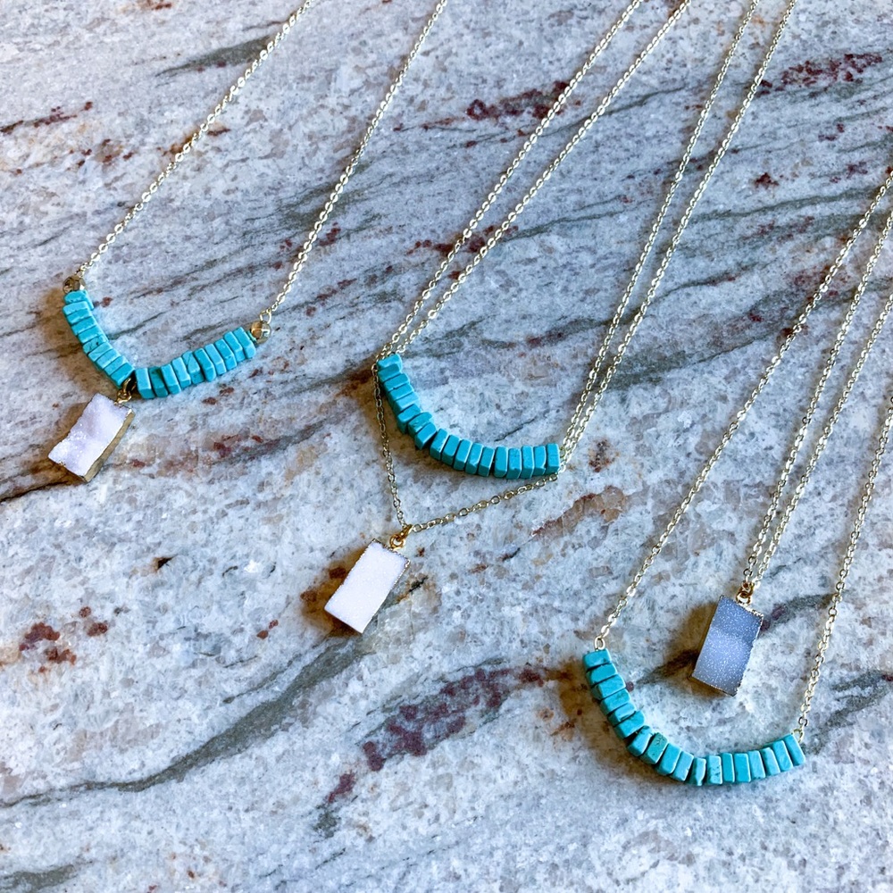 Druzy & Turquoise Necklace - Picture 1 of 13